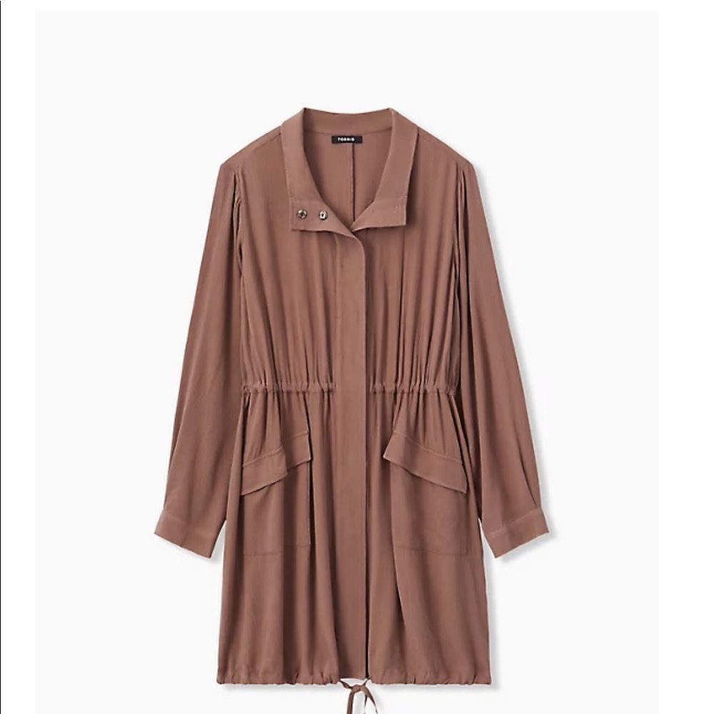 NWT dark taupe crinkled gauze anorak